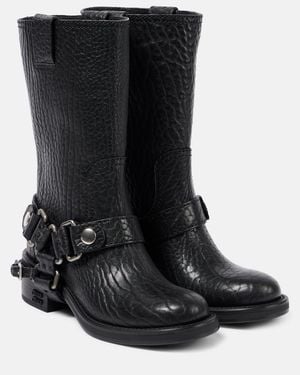Miu Miu Leather Biker Boots - Black