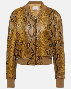 Isabel Marant Cerem Snake-Effect Leather Bomber Jacket - Metallic
