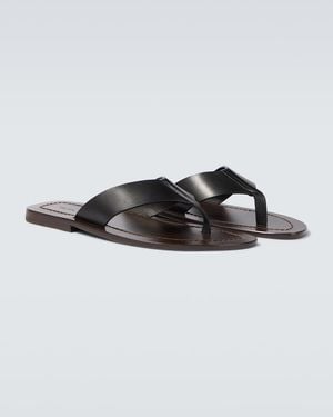 The Row Dan Leather Thong Sandals - Brown