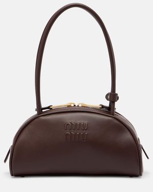 Miu Miu Beau Small Leather Bowling Bag - Brown