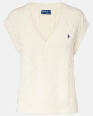 Polo Ralph Lauren Cable-Knit Wool And Cashmere Vest - White