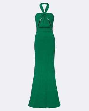 Elie Saab Crepe Halterneck Gown - Green