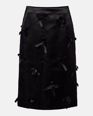 Jil Sander Bow-Detail Satin Midi Skirt - Black