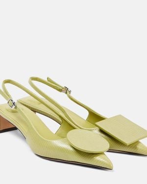 Jacquemus Duelo 40 Leather Slingback Court Shoes - Yellow