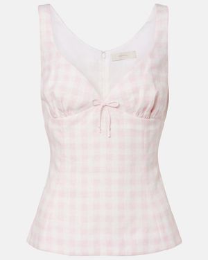 Faithfull the Brand Maturba Gingham Linen Top - Pink