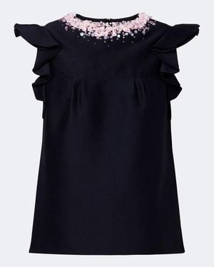 ShuShu/Tong Embellished Ruffled Top - Blue