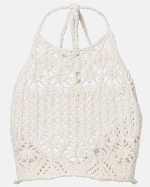 Alanui Lagoon Romance Cotton-Blend Crochet Crop Top - White