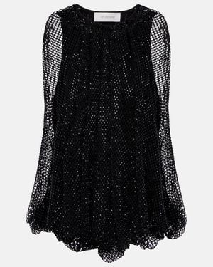 Sportmax Embellished Mesh And Jersey Top - Black