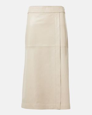 JOSEPH Leather Midi Skirt - Natural
