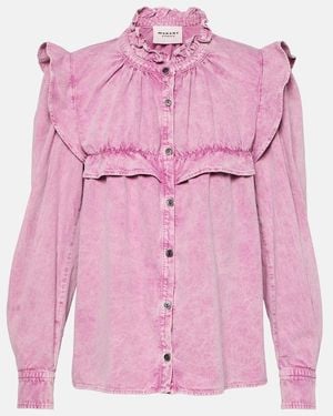 Isabel Marant Idety Ruffled Denim Shirt - Pink