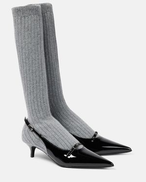 Magda Butrym Leather-Trimmed Sock Boots - Grey