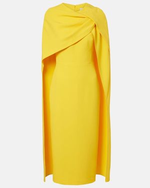 Safiyaa Oria Lupine Caped Crepe Cocktail Dress - Yellow