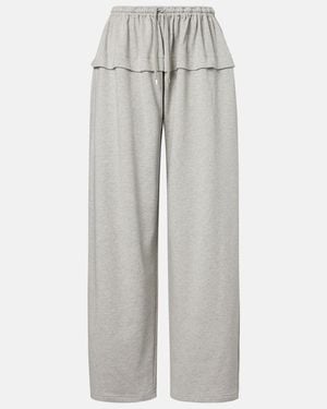 Alaïa Ruffled Cotton-Blend Track Trousers - Grey
