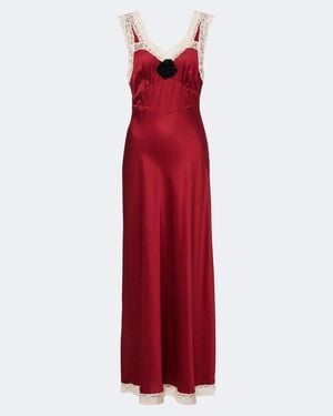 RIXO London Robe Longue Keily En Satin A Dentelle - Rouge