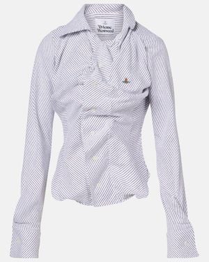 Vivienne Westwood Striped Cotton-Blend Poplin Shirt - Blue