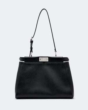 Fendi Peekaboo Medium Henkeltasche Aus Leder - Schwarz