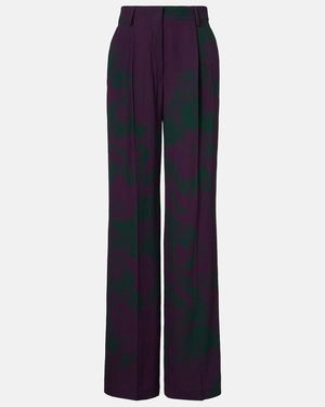 Dries Van Noten Printed Wide-Leg Trousers - Blue