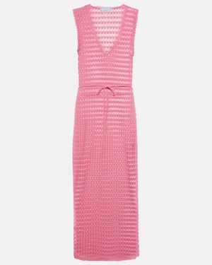 Melissa Odabash Annabel Open-Knit Midi Dress - Pink