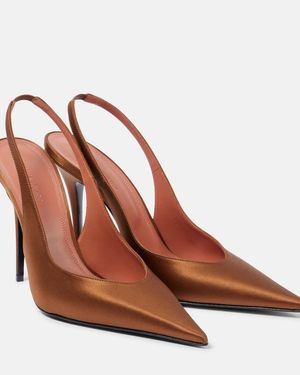 AMINA MUADDI Anok Sling 105 Satin Slingback Court Shoes - Brown