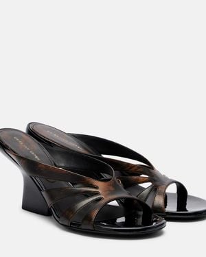 Dries Van Noten Distressed Leather Mules - Black