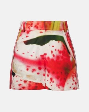Tory Burch Cotton-Blend Cargo Shorts - Red