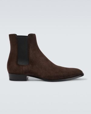 Saint Laurent Suede Wyatt Chelsea Boots - Brown