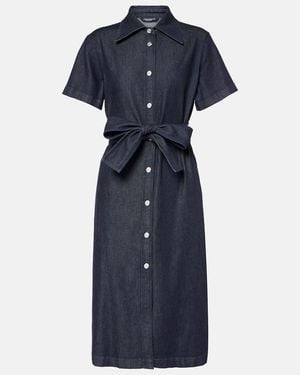 Dolce & Gabbana Belted Denim Shirt Dress - Blue