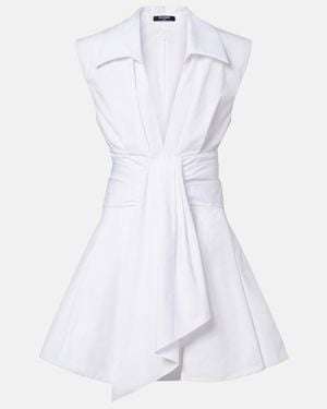 Balmain Hemdblusenkleid Aus Baumwollpopeline - Weiß