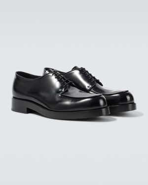 Prada Brushed Leather Derby Shoes - Black