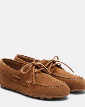 Hogan H693 Suede Boat Shoes - Brown