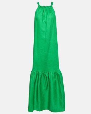 Asceno Ibiza Linen Maxi Dress - Green
