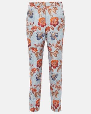 Etro Floral Jacquard Trousers - Red