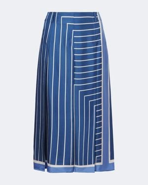 Tod's Striped Silk Midi Skirt - Blue