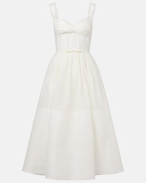 Zimmermann Dawning Linen And Silk Midi Dress - White
