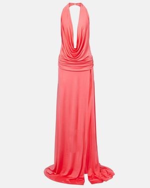 The New Arrivals Ilkyaz Ozel Tanit Draped Satin Gown - Pink