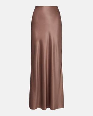 The Sei Silk Satin Maxi Skirt - Brown