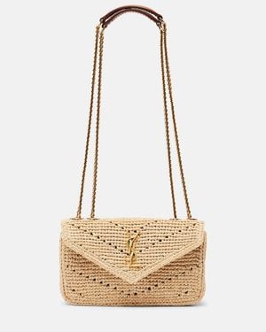 Saint Laurent Bolso Al Hombro Loulou Mini De Rafia - Neutro
