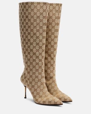 Gucci Botas Altas Bombshell De Lona Gg - Marrón