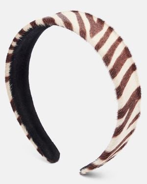 Jennifer Behr Calf Hair Zebra-Print Headband - White