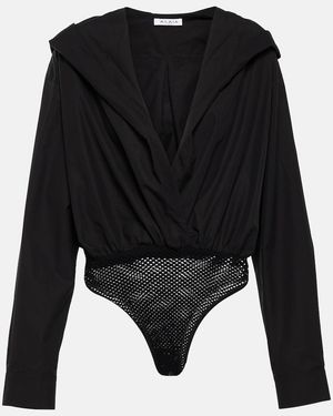 Alaïa Hooded Cotton Bodysuit - Black