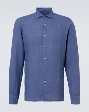 Fedeli Nick Linen Shirt - Blue