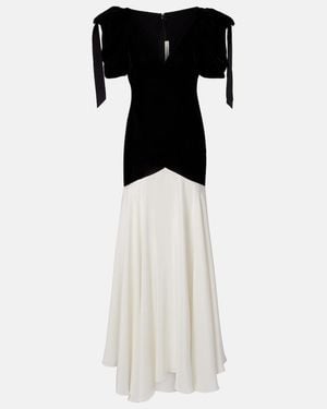 Rodarte Bow-Detail Silk Crepe And Velvet Gown - Black