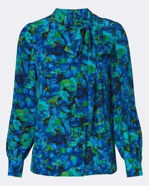 Gucci Schluppenbluse Aus Seidengeorgette - Blau