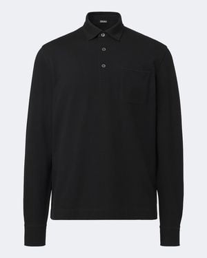 ZEGNA Poloshirt Aus Baumwoll-Pique - Schwarz