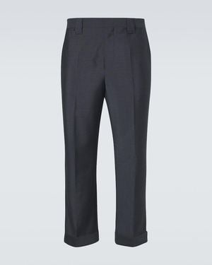 Versace Cropped Wool And Mohair Straight Pants - Gray