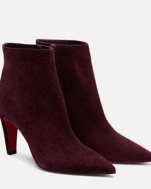 Christian Louboutin Vibella Booty 85 Suede Ankle Boots - Red