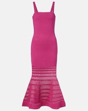 Jonathan Simkhai Vallarie Ribbed-Knit Sheer Midi Dress - Pink
