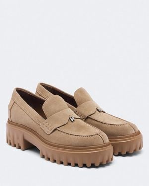 Hogan Suede Platform Loafers - Brown