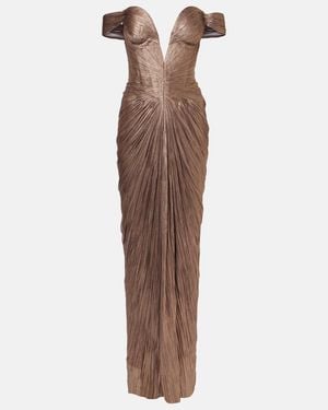 Maria Lucia Hohan Tia Draped Off-Shoulder Corset Gown - Brown