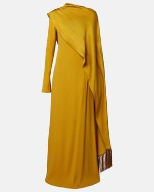Taller Marmo Mounia Caped Crepe Cady Gown - Yellow